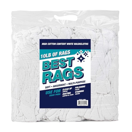 Monarch W11 Washcloth Size Terry Wipers White - 10lb Bag N-W11-10BG